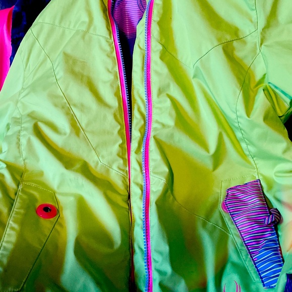 Kids Spyder Chartreuse Jacket size 12 - Picture 4 of 9